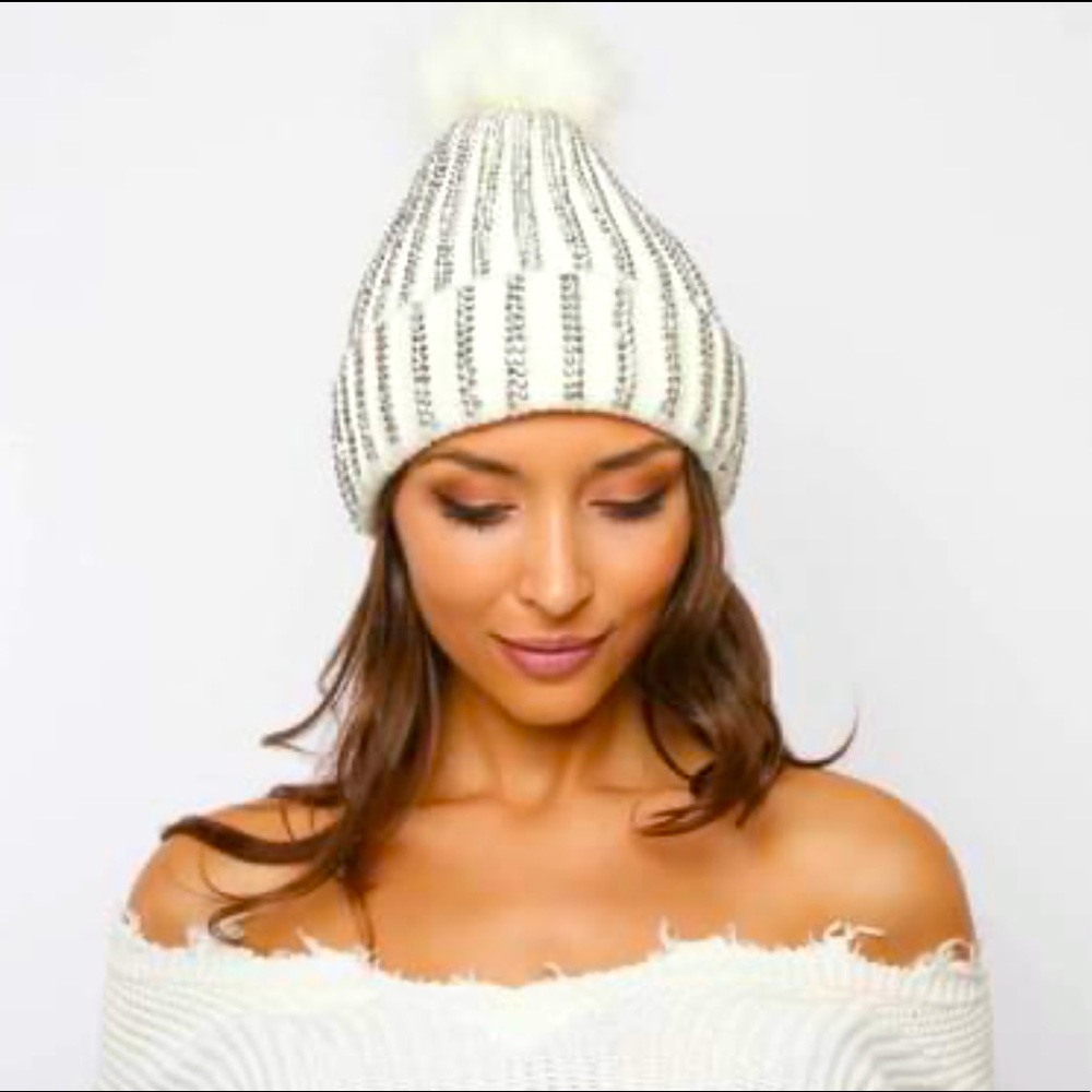 Grey Rhinestone Beanie - Picture 1 of 4